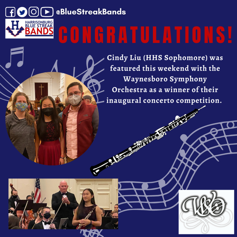 2022 Waynesboro Symphony Concerto winner Cindy Liu HHS Sophomore