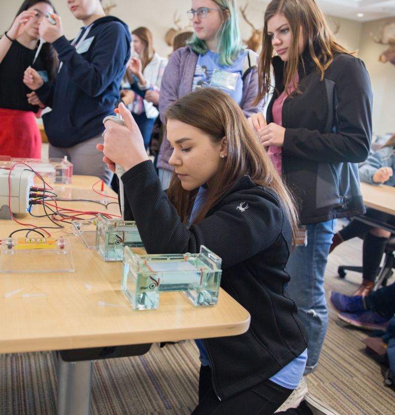 math & science students in lab