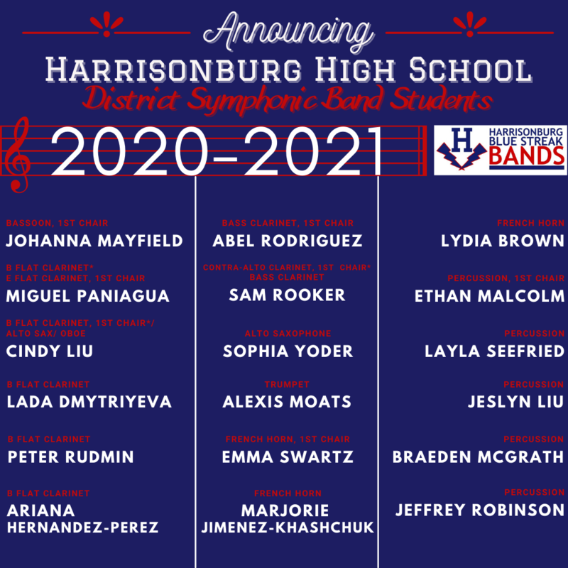 HHS Symphonic Band All-District students